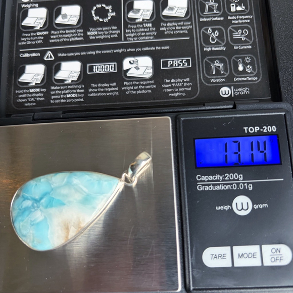 Sterling Silver 925 Top Quality Larimar Pendant Large Contemporary New - Picture 9 of 9